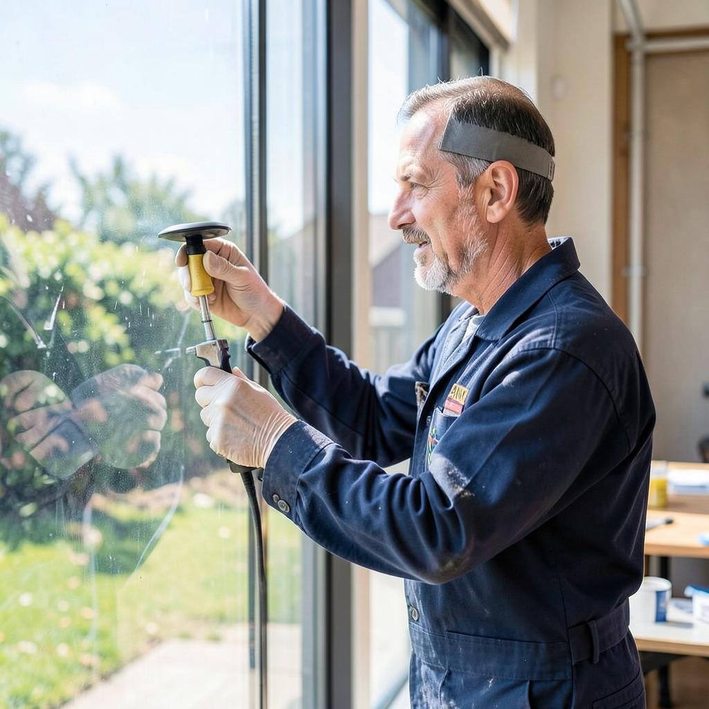 Artisan vitrerie en intervention